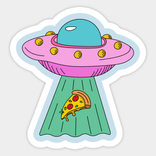 Pizza and aliens Sticker